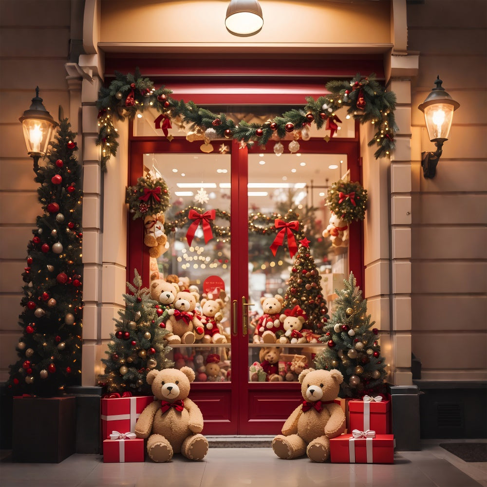 Christmas Teddy Bear Shop Window Backdrop BRP8-81