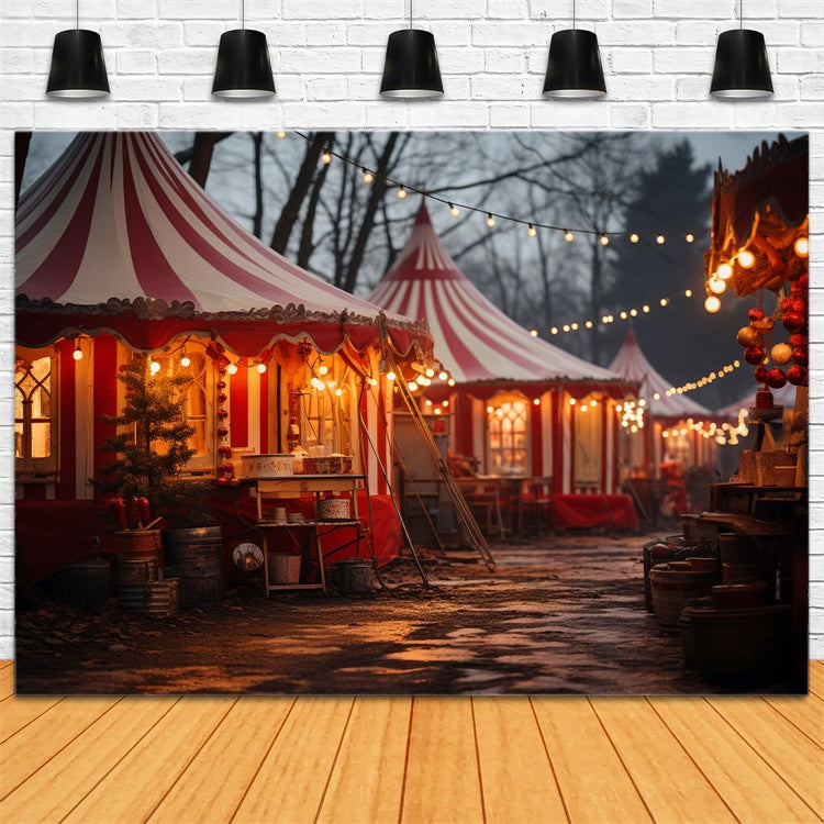 Christmas Carnival Tents String Lights Backdrop BRP9-104