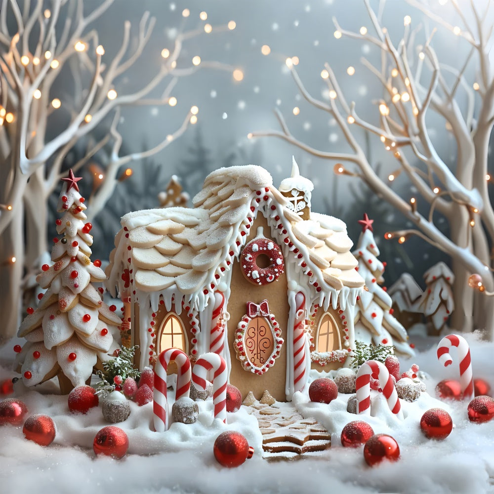 Candy Cane Christmas Village Gingerbread House Backdrop BRP9-112