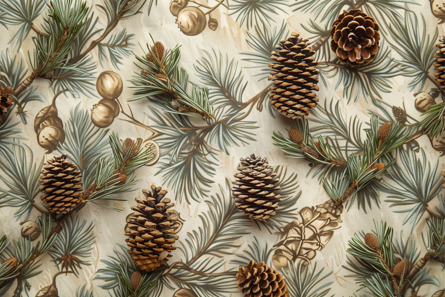 Pine Cones Resting Evergreen Branches Fall Backdrop BRP9-142