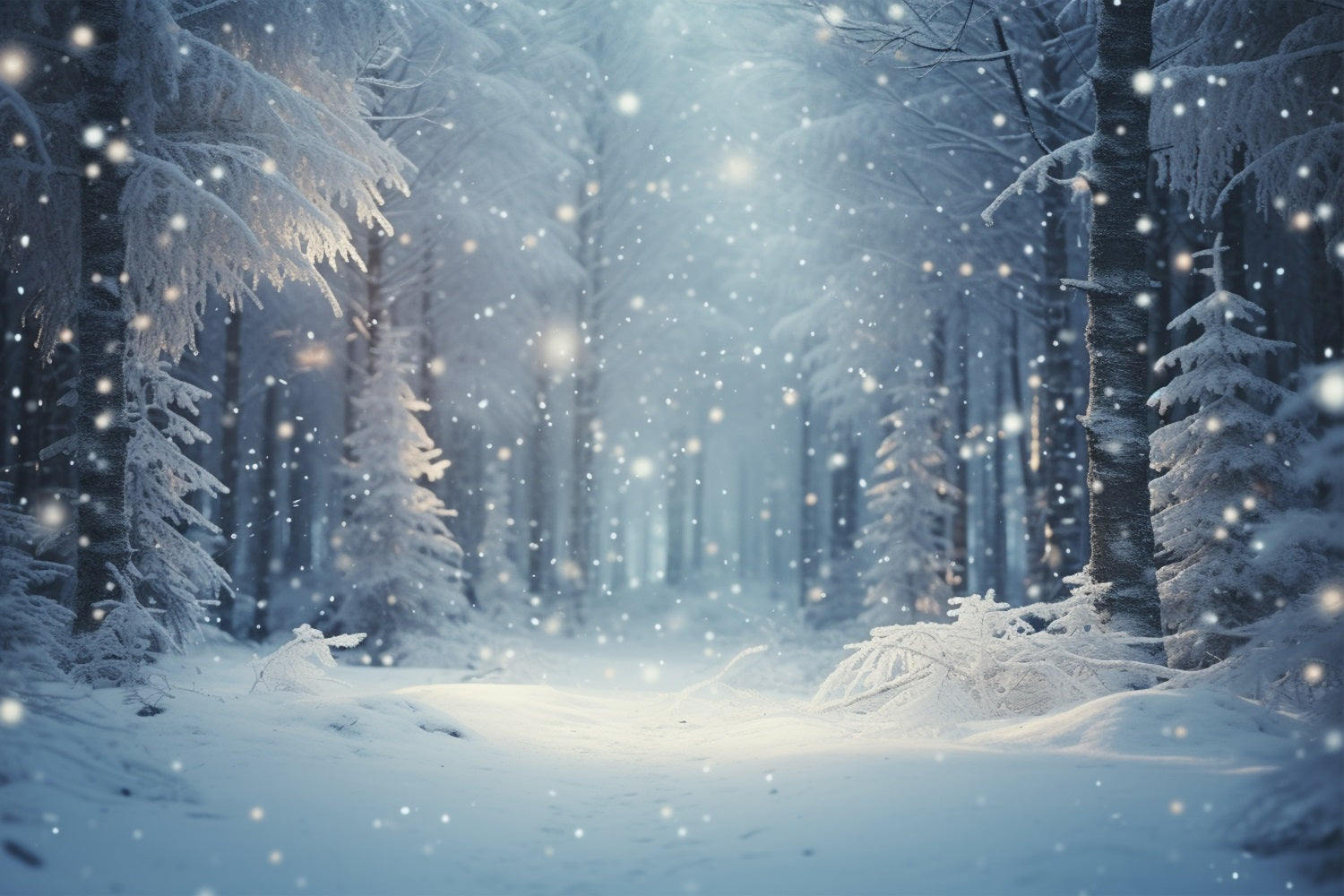 Winter Night Snowfall Enchanted Forest Backdrop BRP9-222