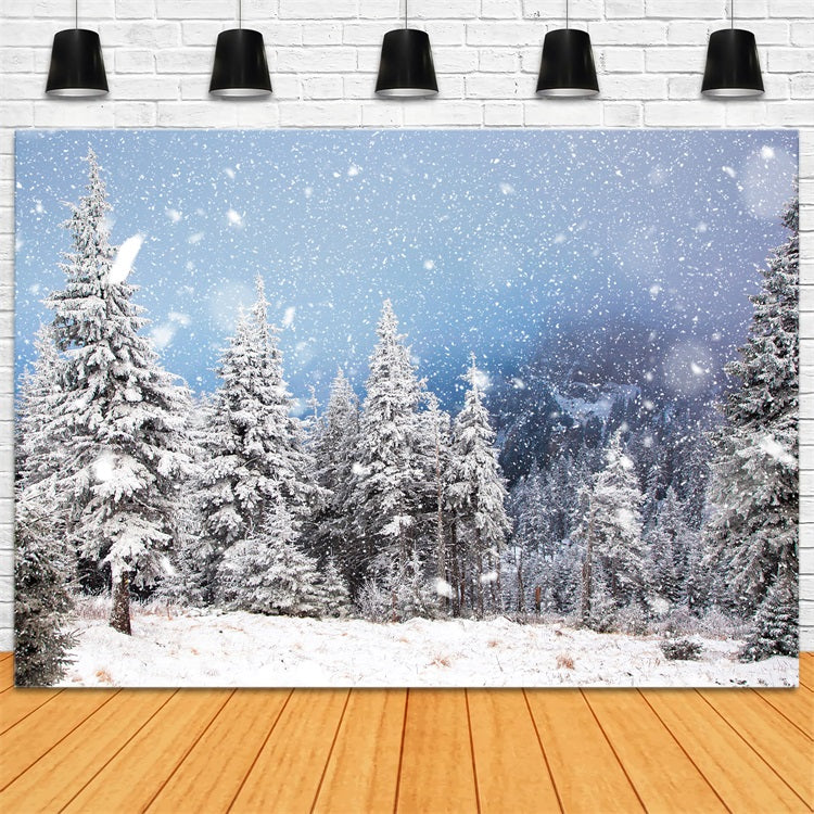 Snowfall Winter Pine Forest Photography Backdrop BRP9-230