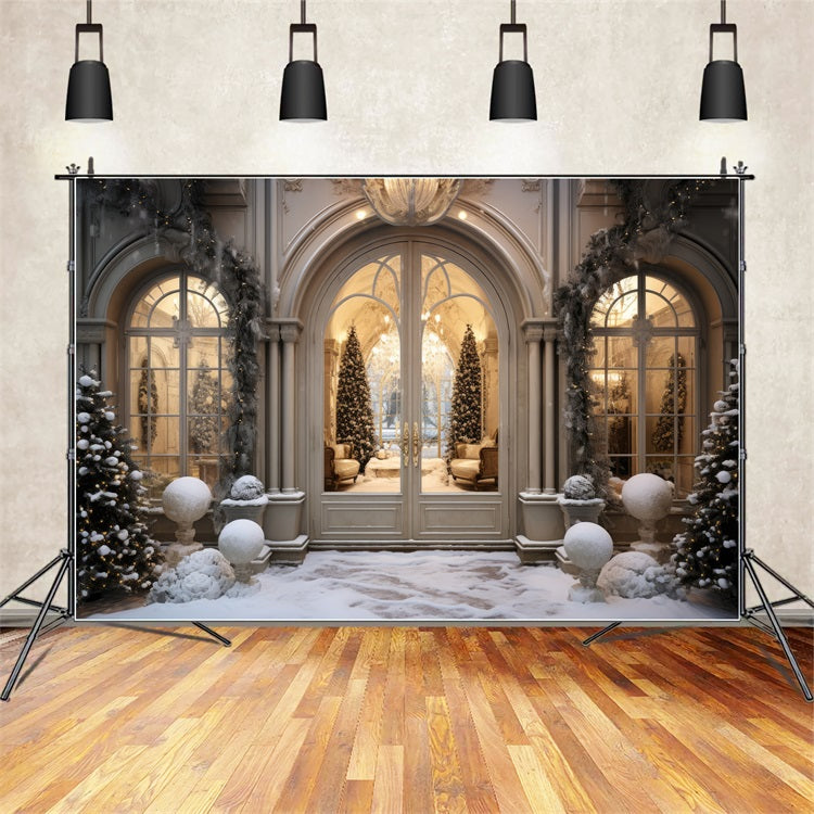 Luxurious Christmas Winter Snowy Entrance Backdrop BRP9-237