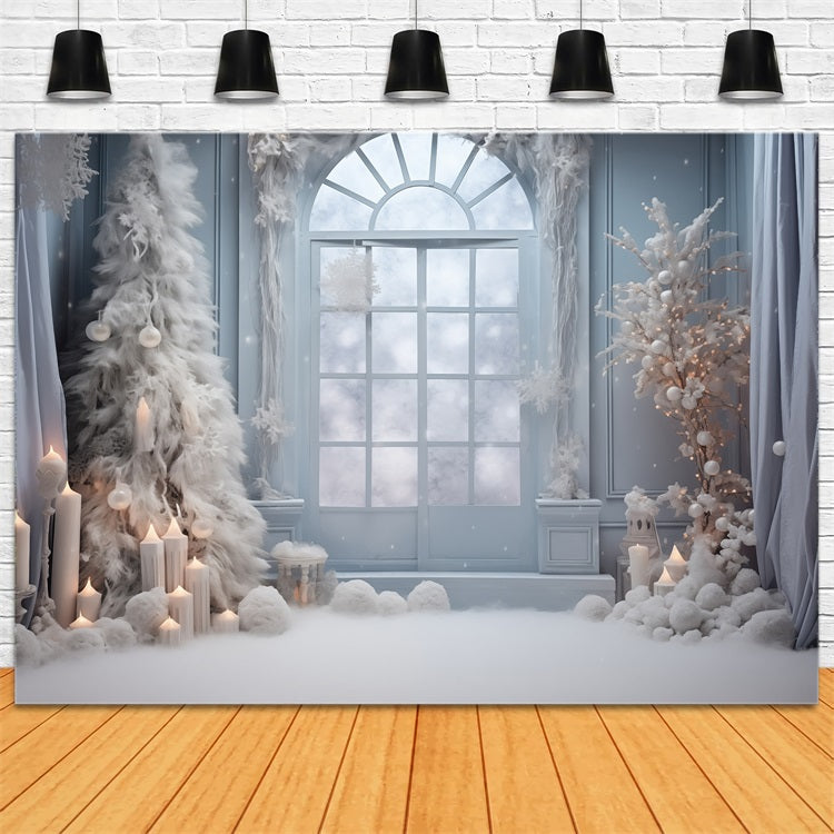 Frosty Window Scene Candles Winter Backdrop BRP9-254