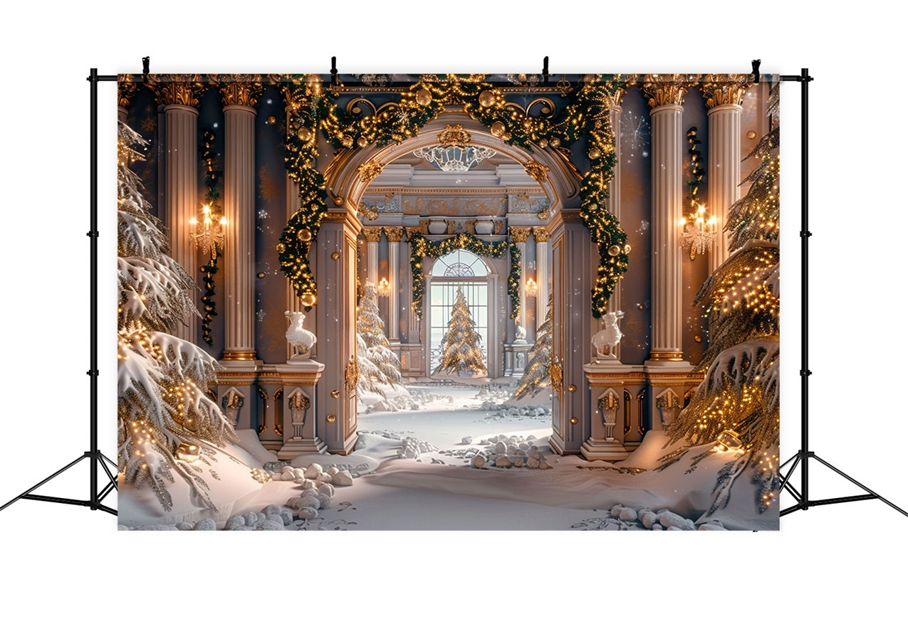 Luxurious Golden Winter Archway Wonderland Backdrop BRP9-255