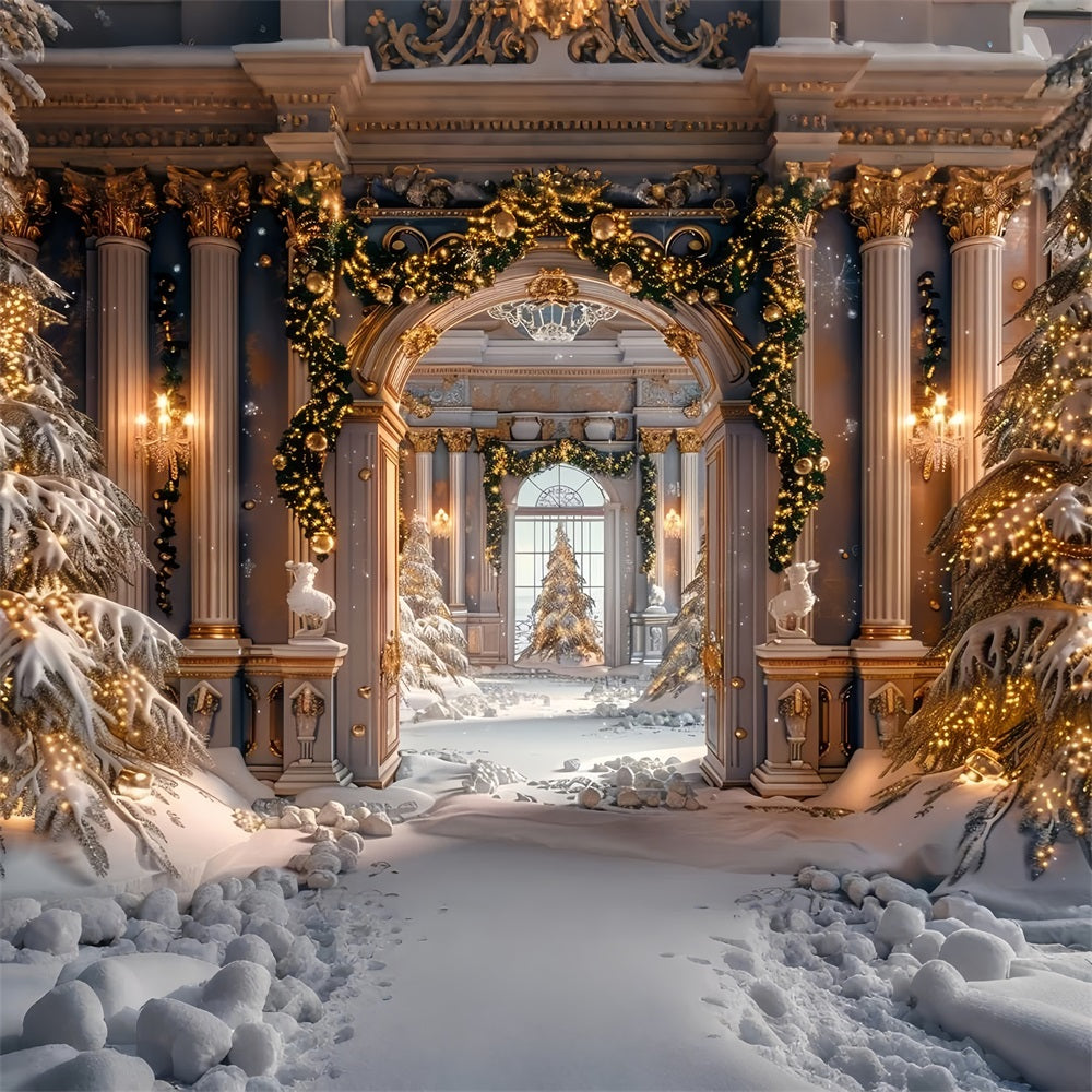 Luxurious Golden Winter Archway Wonderland Backdrop BRP9-255