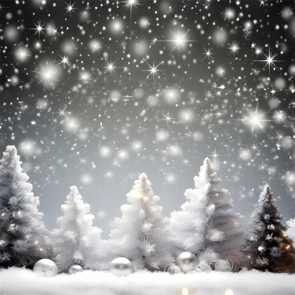 Winter Twilight Pine Trees Sparkling Snowfall Backdrop BRP9-273