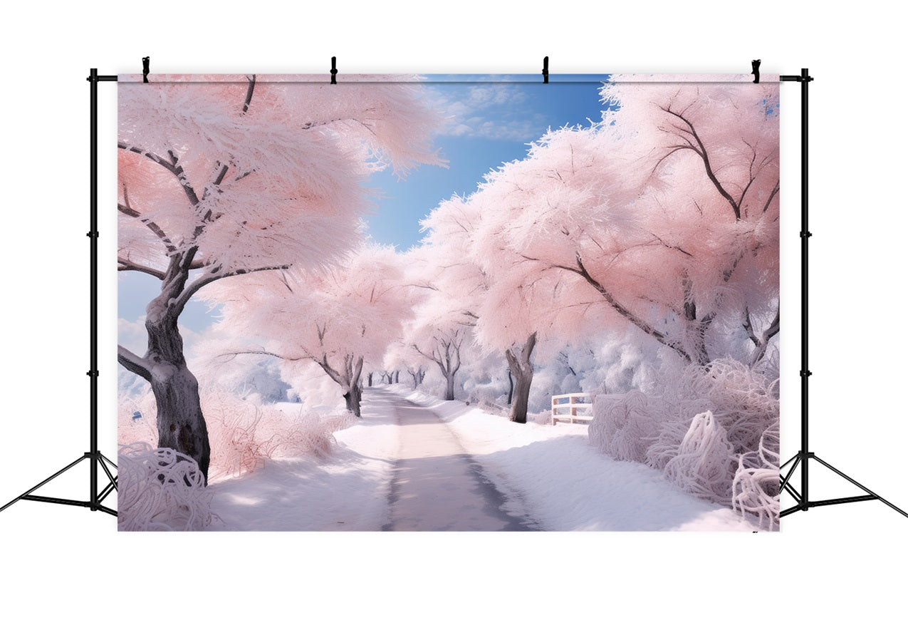 Enchanting Winter Pink Tree Wonderland Backdrop BRP9-276
