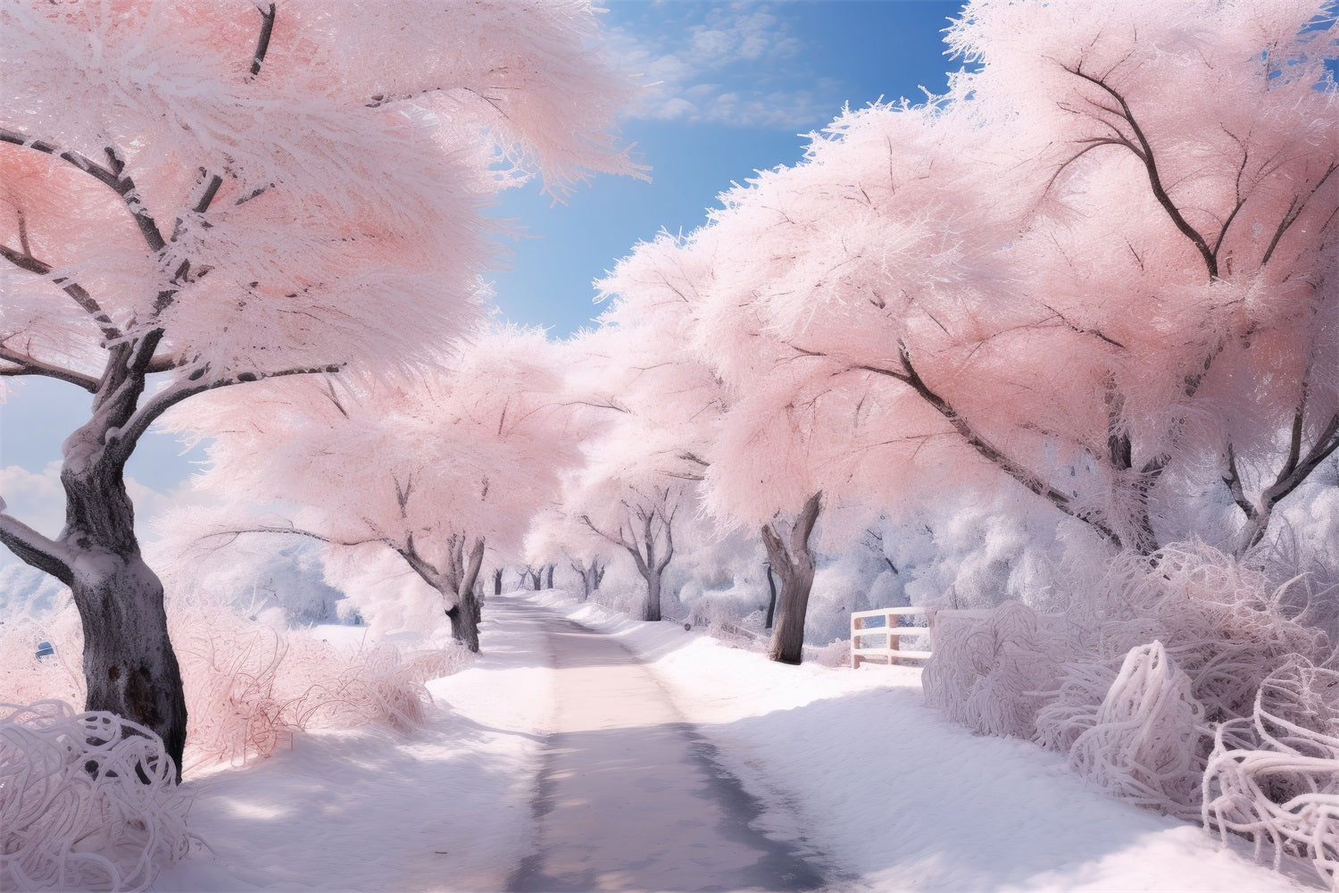 Enchanting Winter Pink Tree Wonderland Backdrop BRP9-276