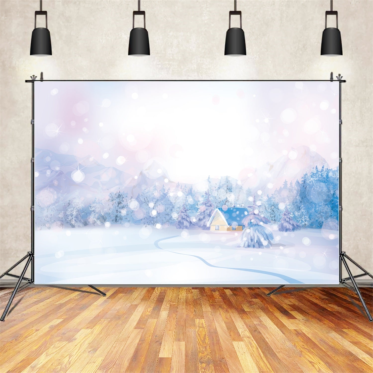 Winter Pastel Bokeh Snow Landscape Backdrop BRP9-279