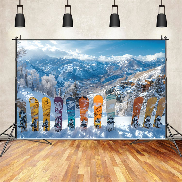 Vibrant Snowboards Winter Alps Photography Backdrop BRP9-305