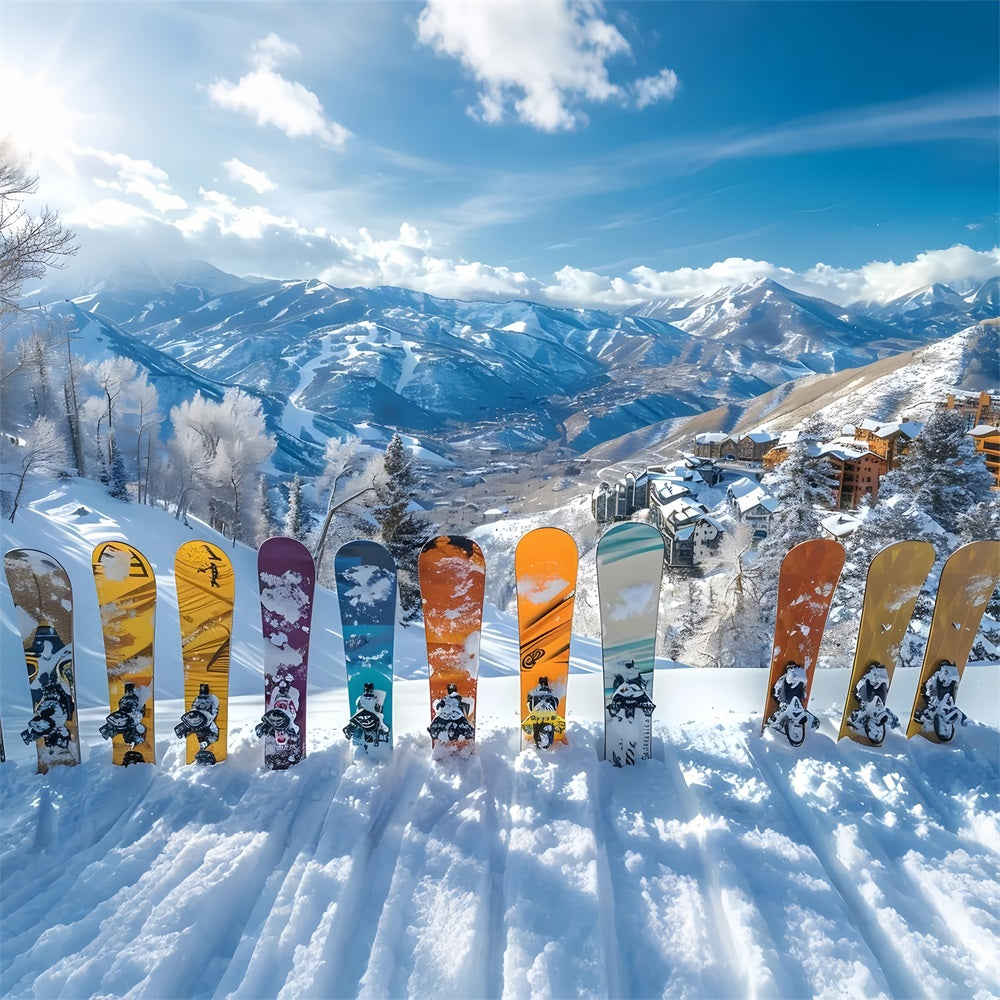 Vibrant Snowboards Winter Alps Photography Backdrop BRP9-305