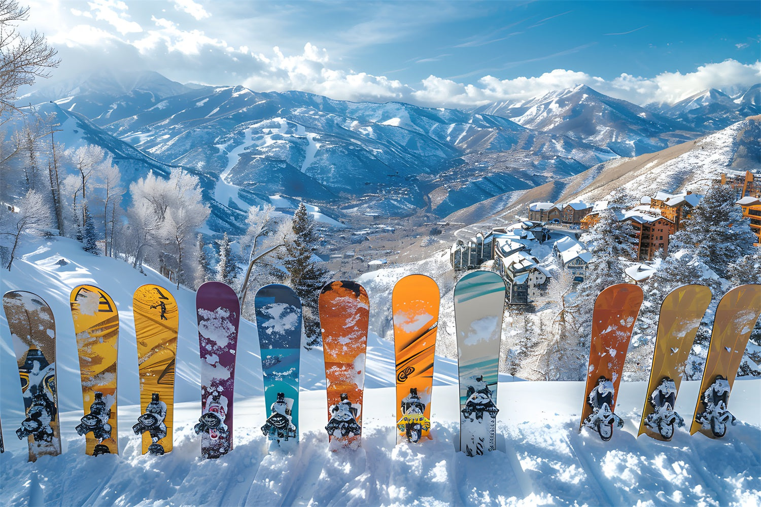 Vibrant Snowboards Winter Alps Photography Backdrop BRP9-305