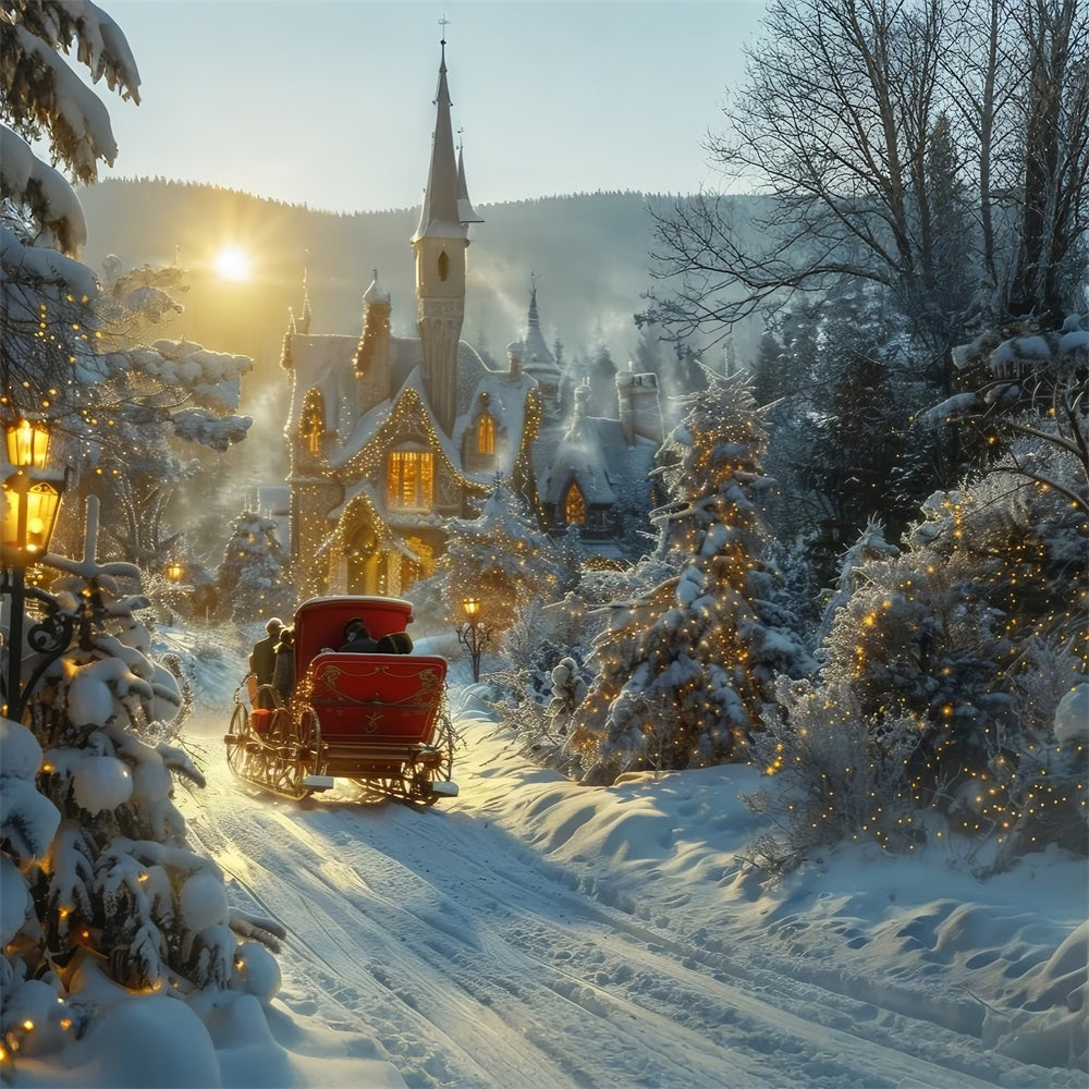 Cozy Forest Fir Tree Snowy Wonderland Backdrop BRP9-310