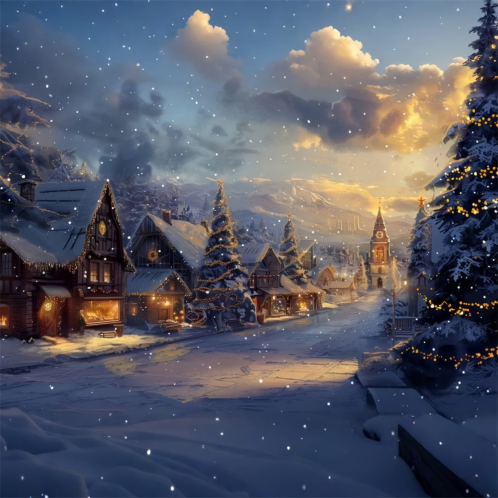 Picturesque Winter Cabin Snowy Surroundings Backdrop BRP9-311