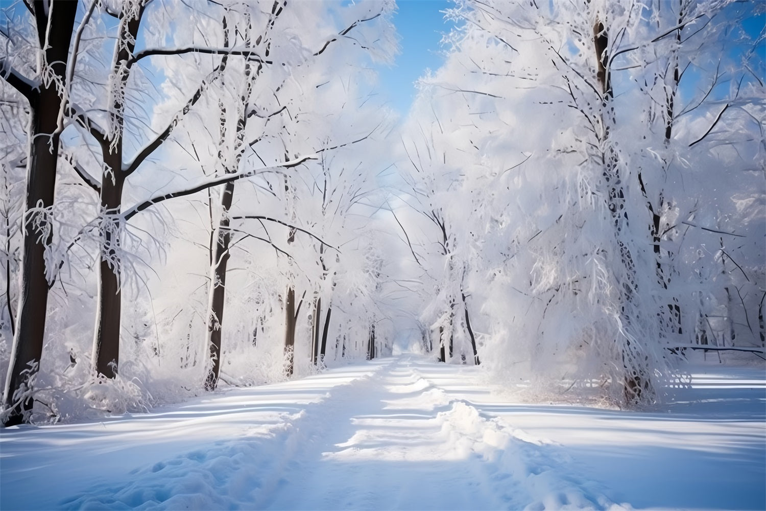 Frosty Winter Day Forest Path Photography Backdrop BRP9-322