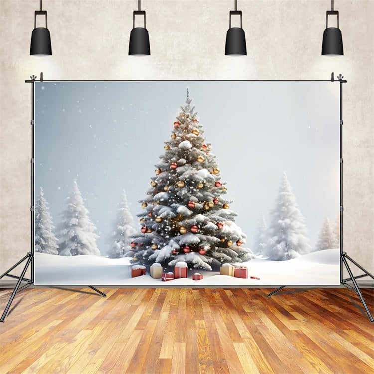 Winter Wonderland Christmas Tree Gifts Backdrop BRP9-329