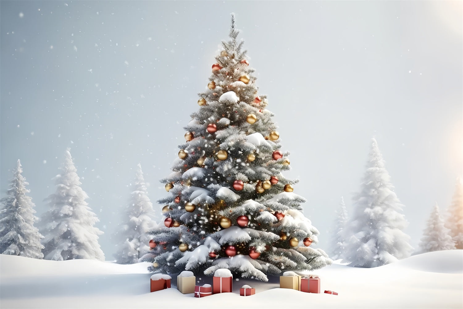 Winter Wonderland Christmas Tree Gifts Backdrop BRP9-329