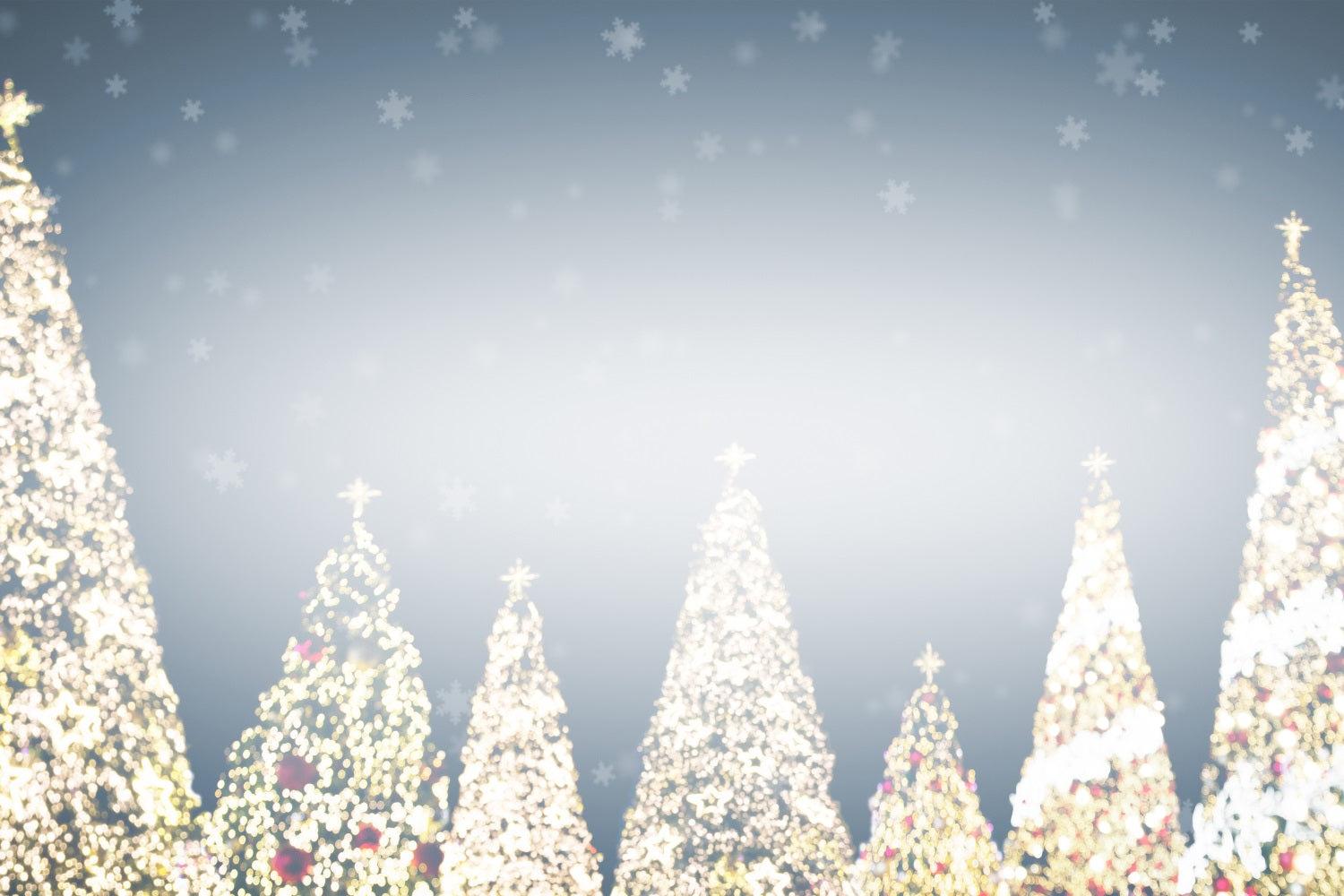 Winter Snowy Luminous Trees Snowflake Backdrop BRP9-340