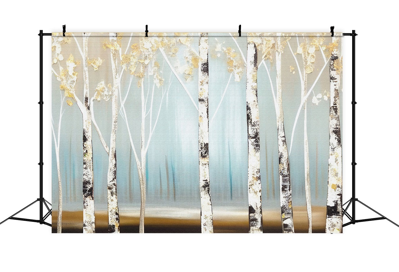 Winter Serene Birch Forest Light Haze Backdrop BRP9-342