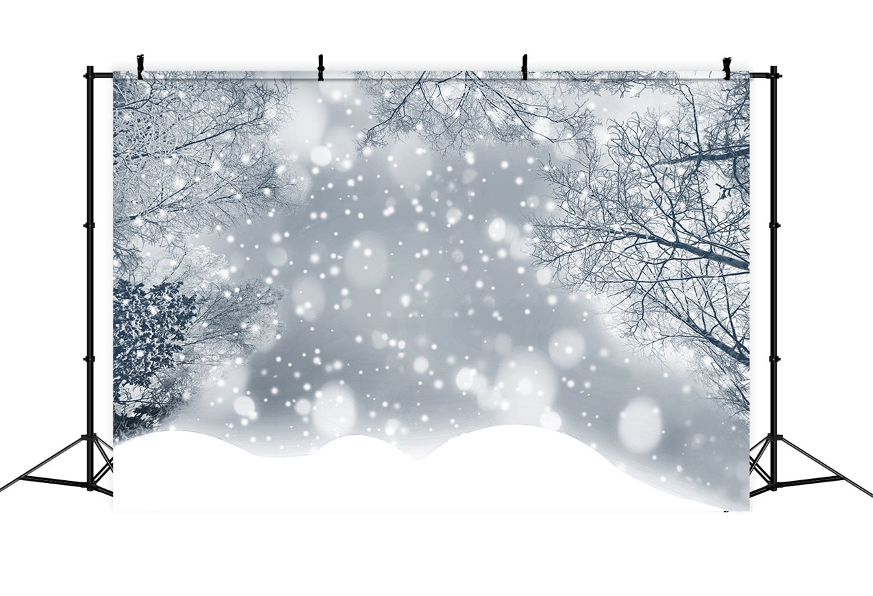 Sparkling Winter Frosted Snowflakes Forest Backdrop BRP9-344