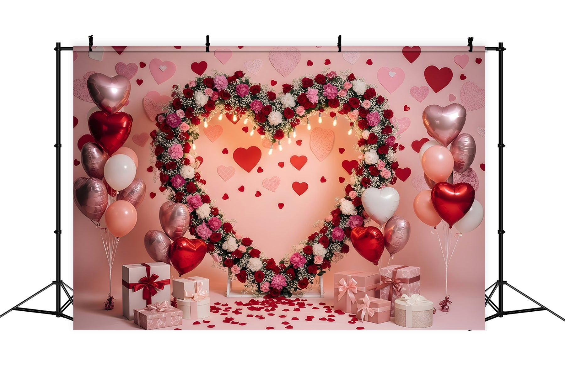Valentine Backdrops Romantic Floral Heart Arch Valentine's Day Photo Backdrop By Magali