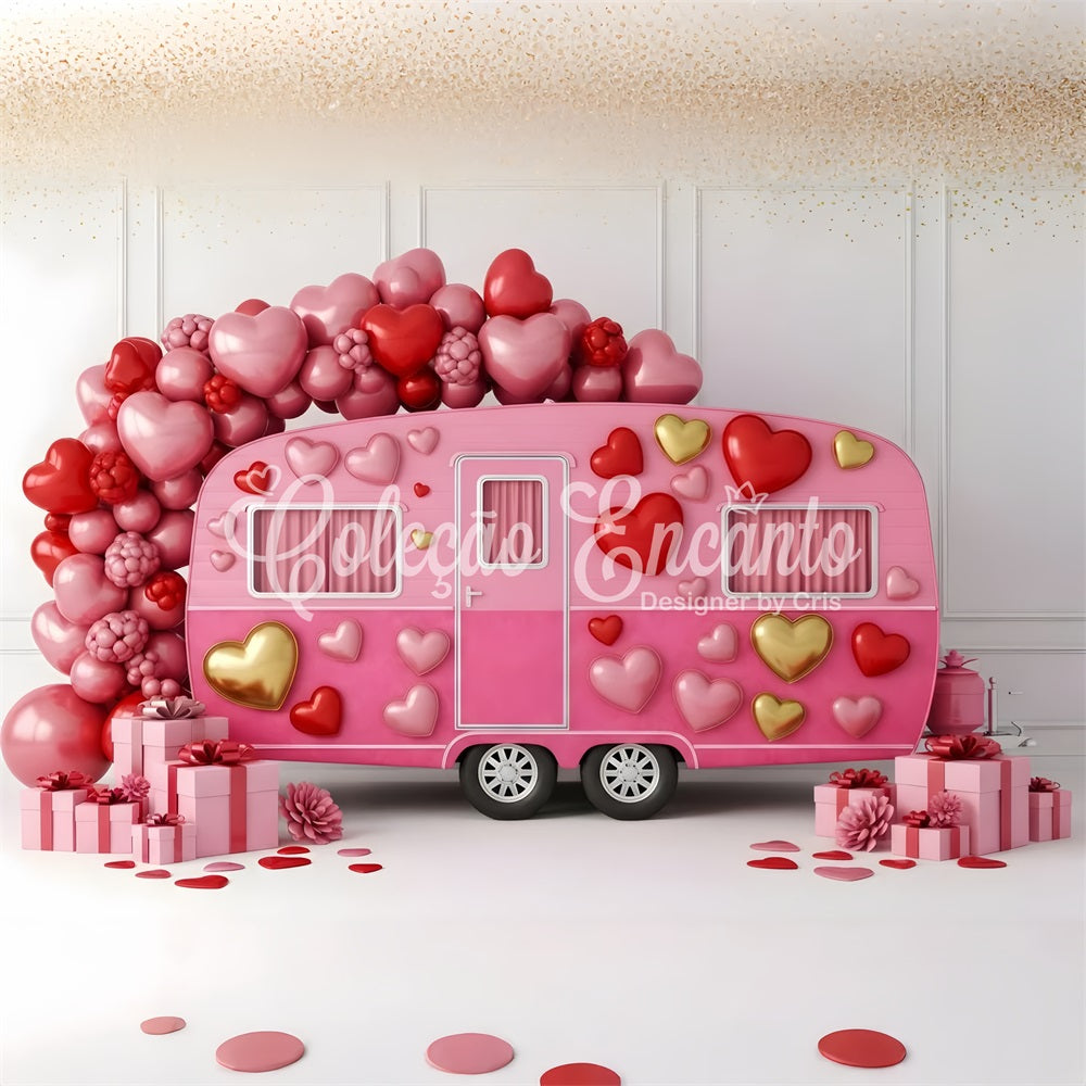 Valentines Photo Backdrop Pink Love Caravan Decor Valentine Day Backdrop By Magali