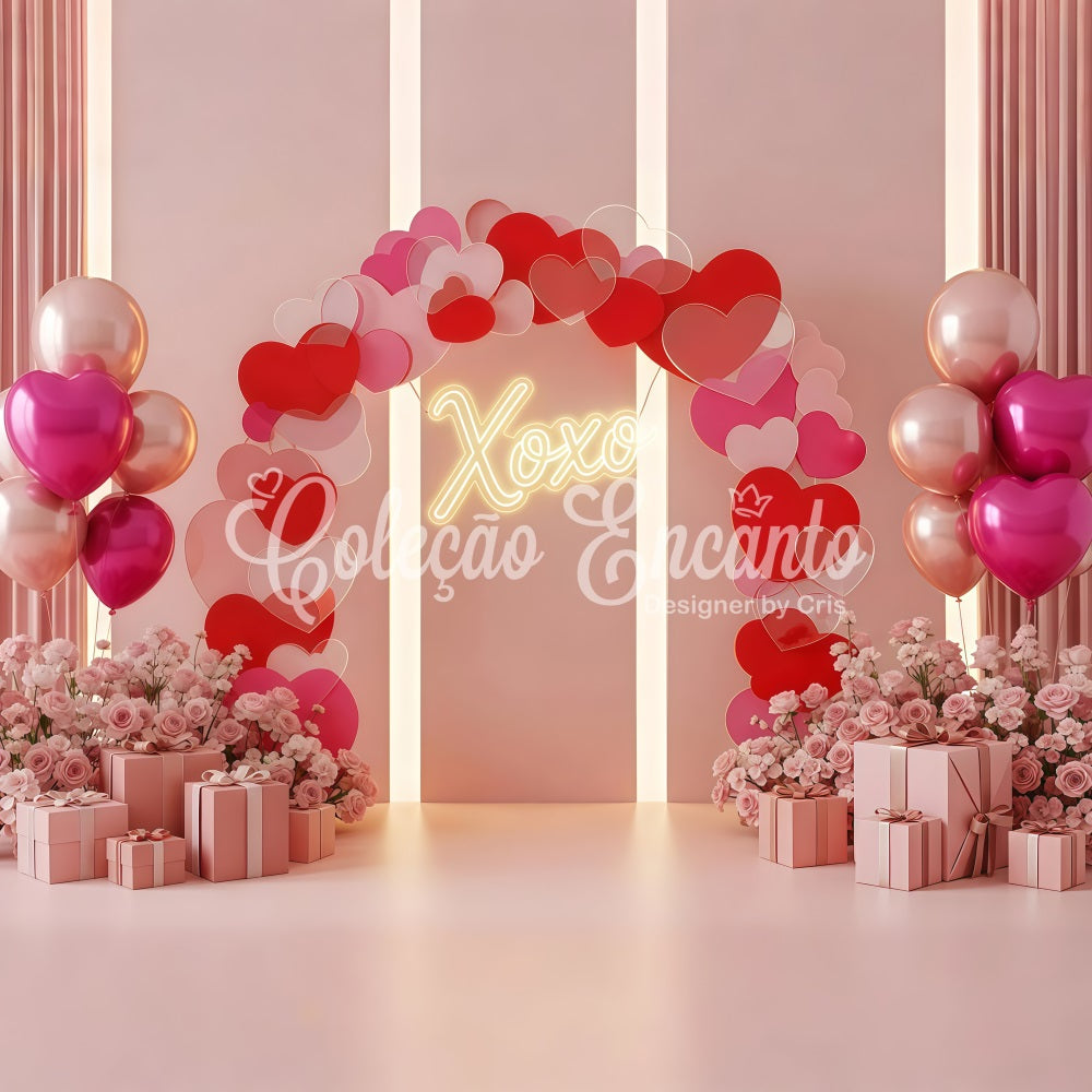 Valentine Backdrops Romantic Heart Arch Glow Valentine's Day Hearts Backdrop By Magali