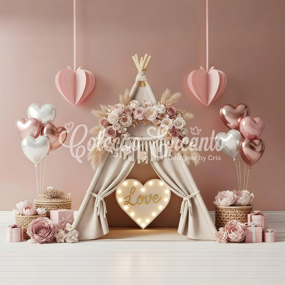 Valentines Backdrop Boho Floral Cozy Love Valentine Photography Backdrops By Magali