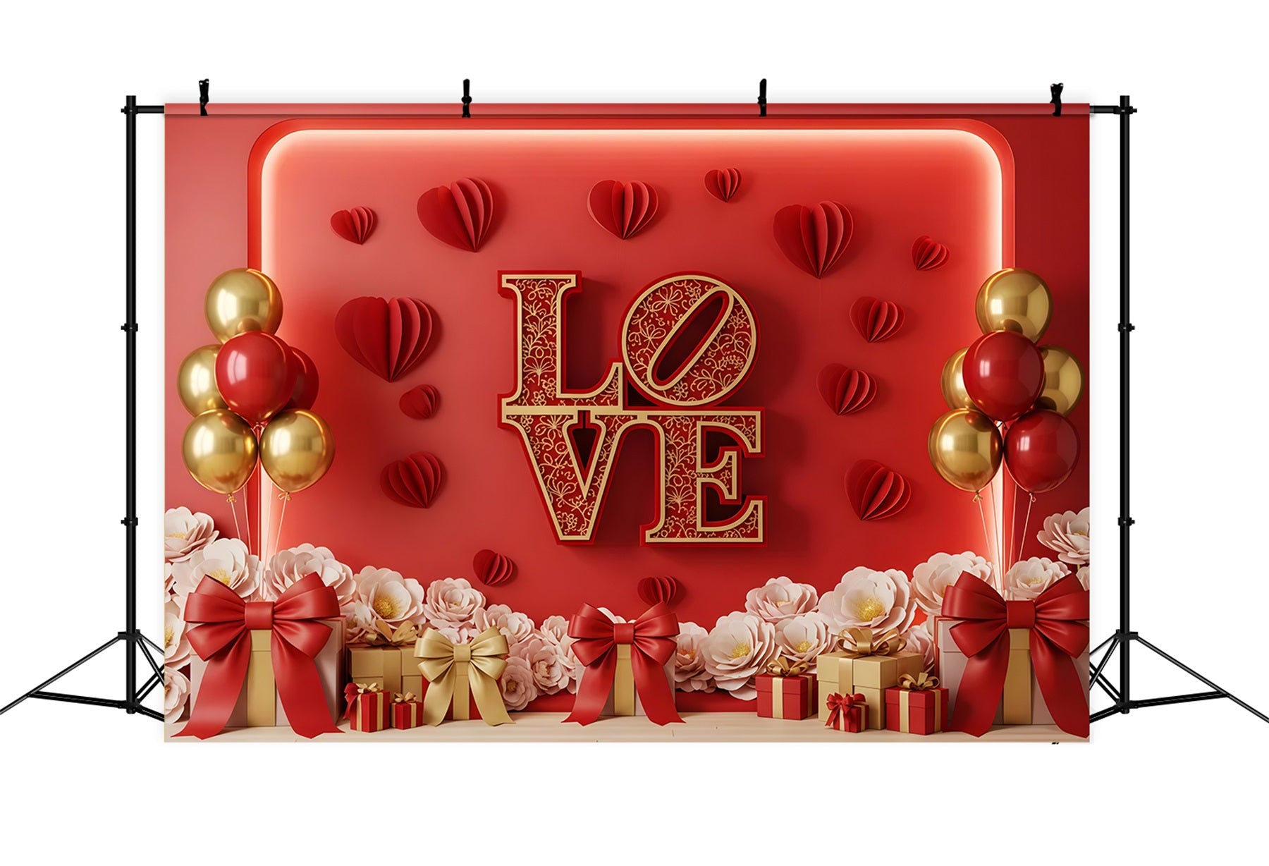 Valentine Photo Booth Backdrop Red Gold Love Display Valentines Backdrop By Magali