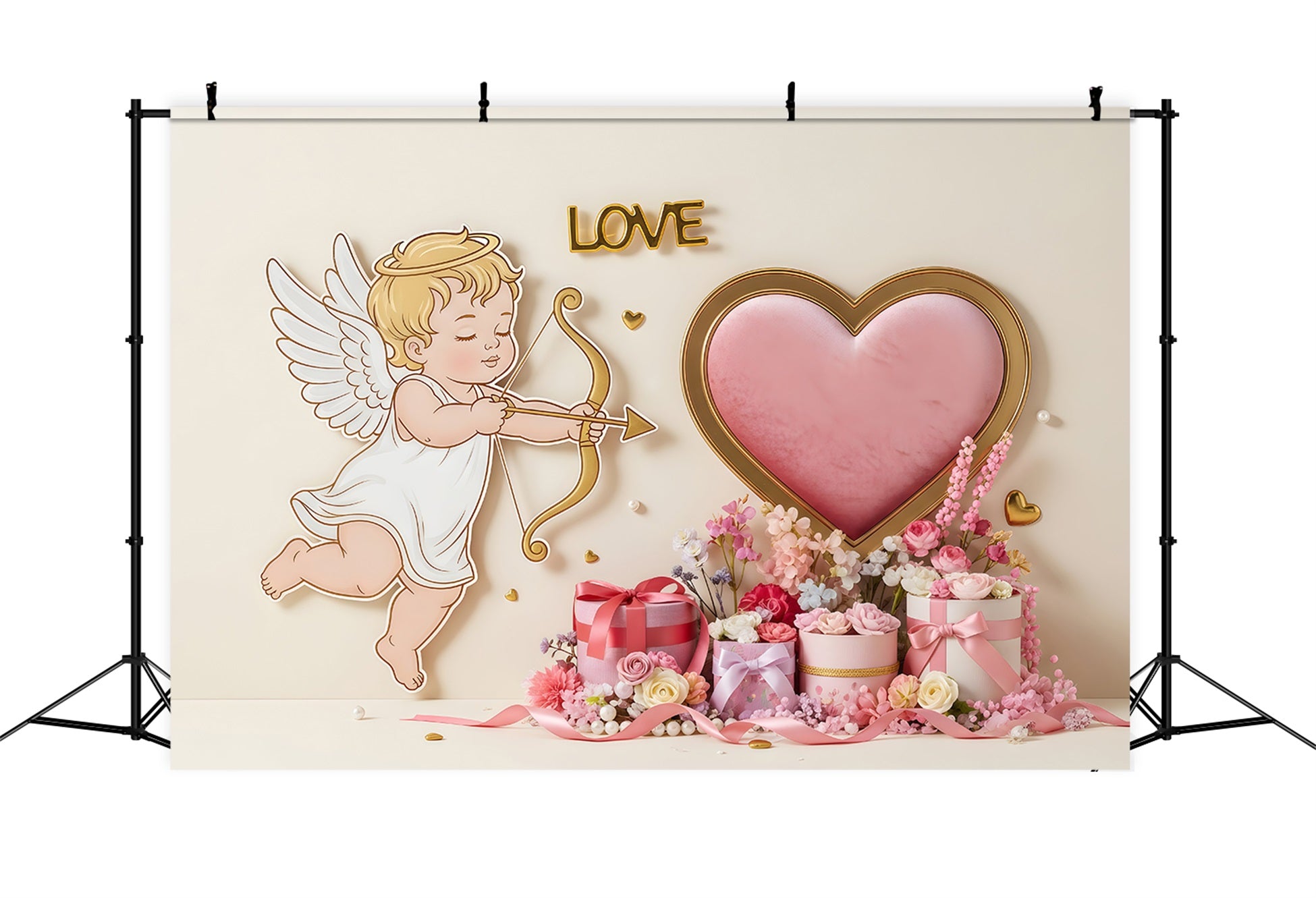 Valentines Backdrop Cupid Heart Gift Garden Valentine's Day Hearts Backdrop By Magali