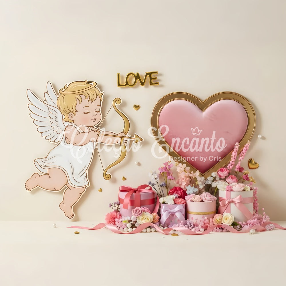 Valentines Backdrop Cupid Heart Gift Garden Valentine's Day Hearts Backdrop By Magali