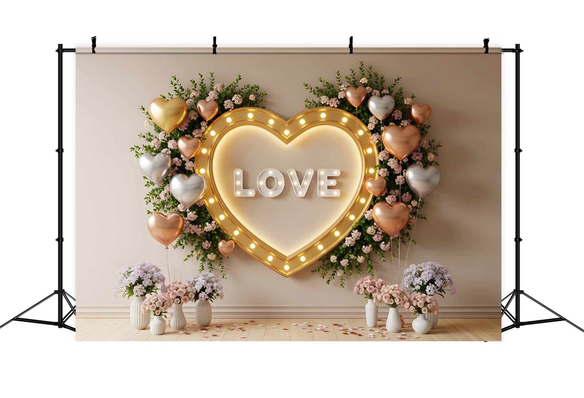Valentine's Day Backdrop Golden Heart Bloom Wall Valentines Backdrop Ideas By Magali