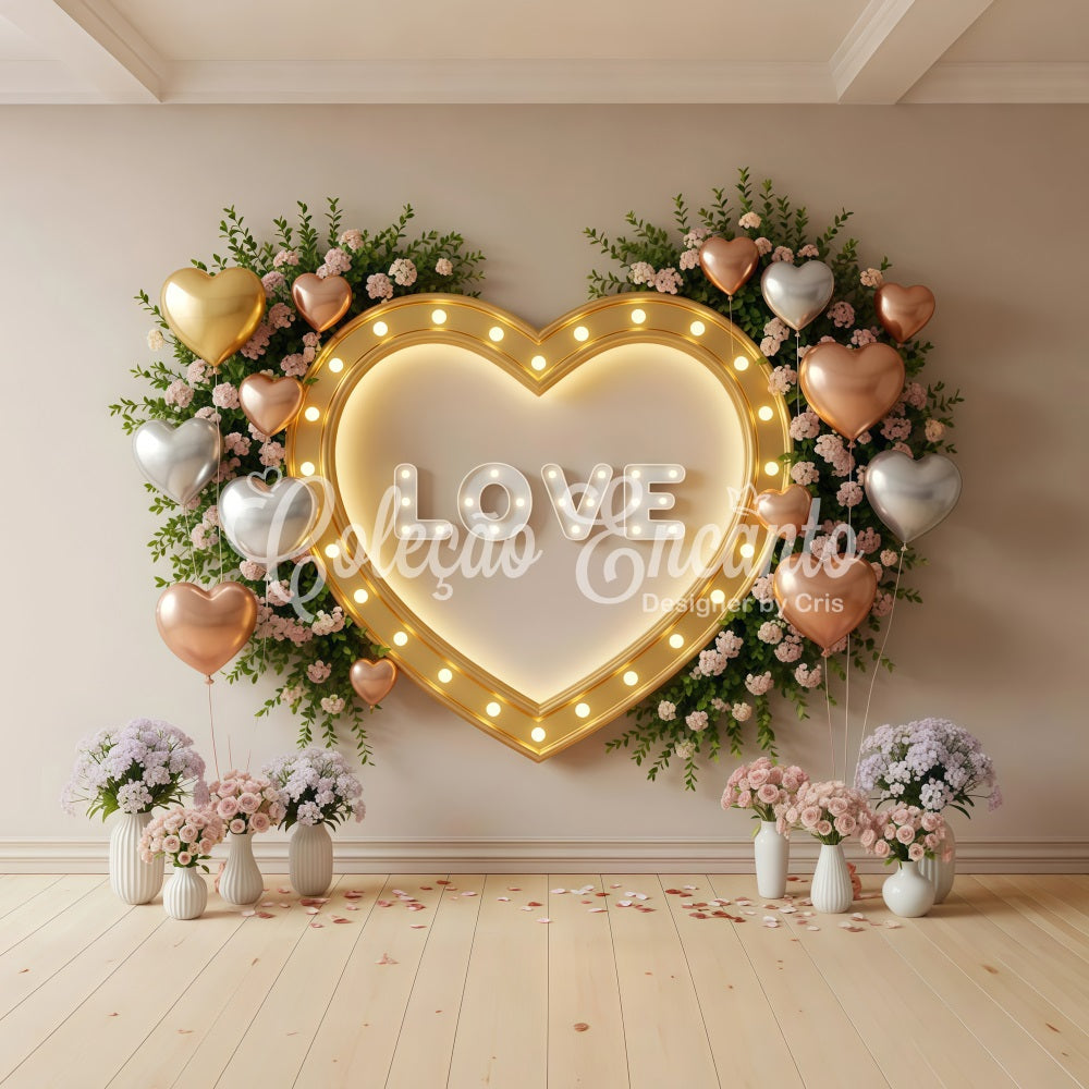 Valentine's Day Backdrop Golden Heart Bloom Wall Valentines Backdrop Ideas By Magali