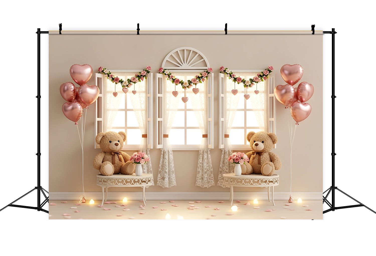Valentine Photo Backdrops Teddy Window Romantic Setup Valentine's Day Backdrop By Magali