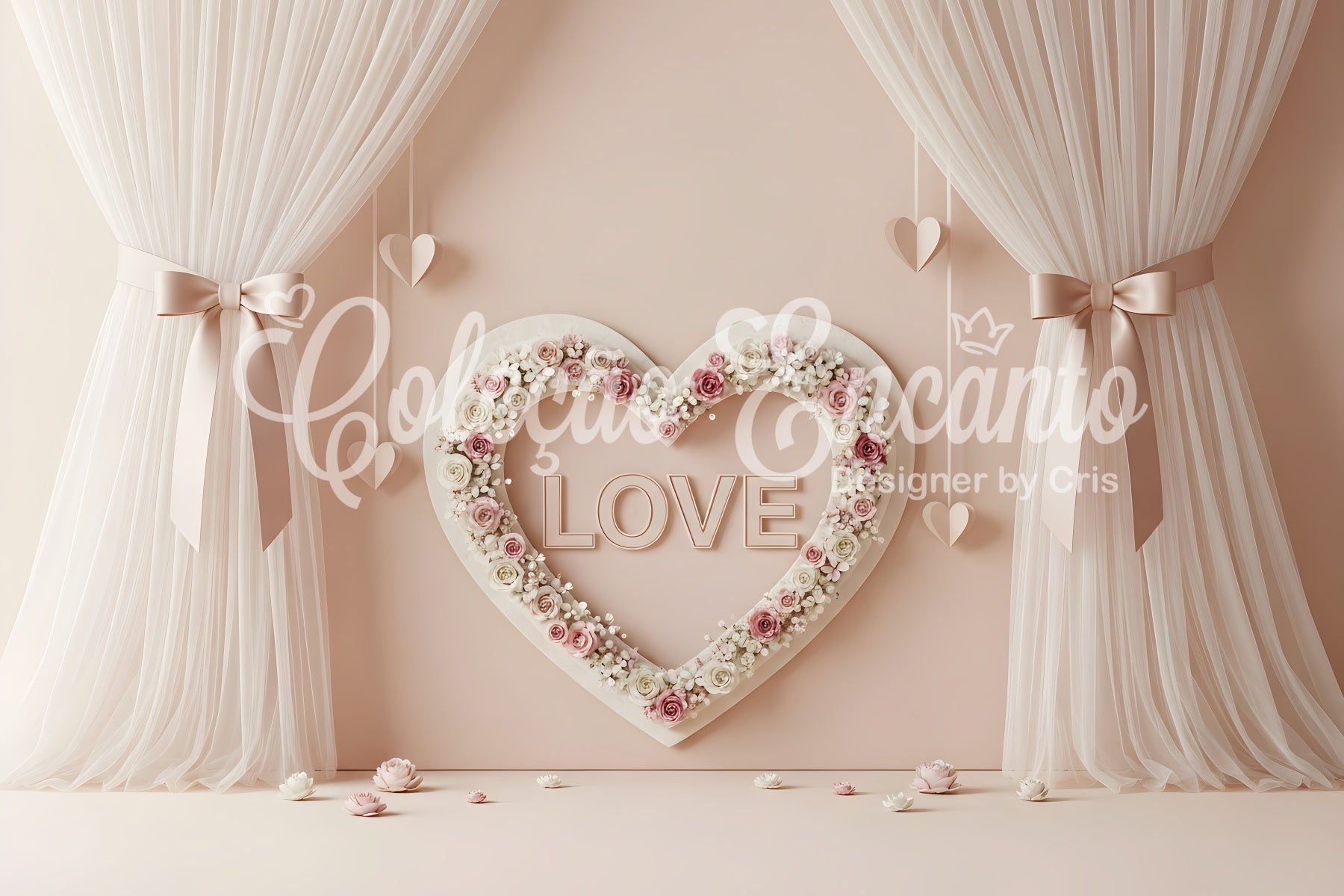 Valentine Backdrop Romantic Floral Heart Display Simple Valentine Backdrop By Magali
