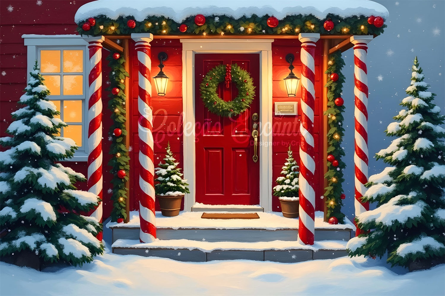 Christmas Photo Backdrops Festive Porch Decor Backdrop By Magali