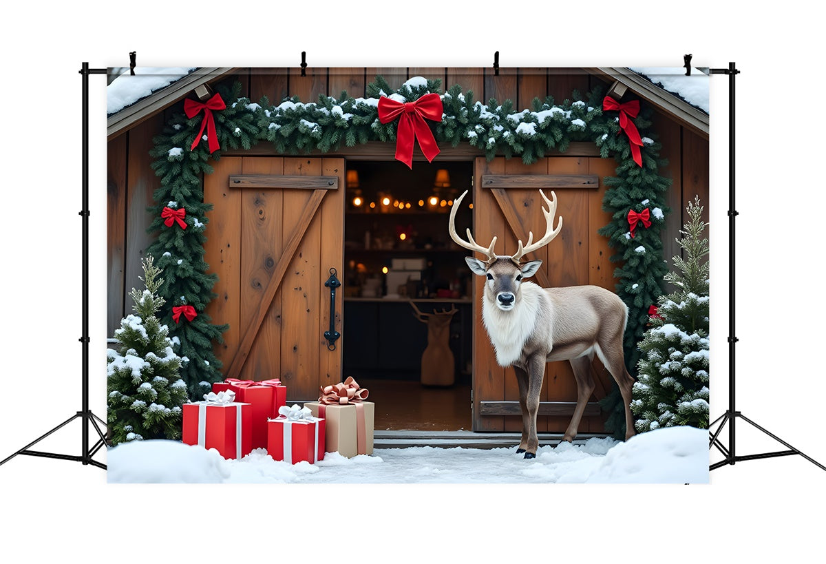 Christmas Tree Farm Backdrop Reindeer Decor Backdrop By Magali