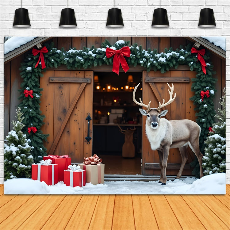 Christmas Tree Farm Backdrop Reindeer Decor Backdrop By Magali
