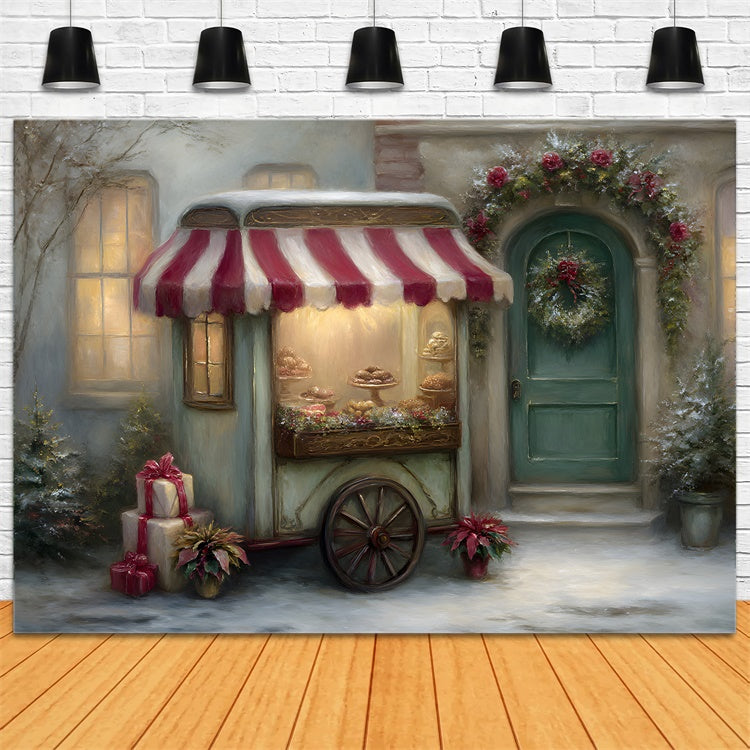 Xmas Backdrops Wagon Bakery Window Backdrop By Magali