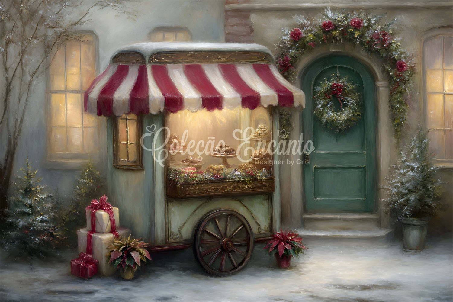 Xmas Backdrops Wagon Bakery Window Backdrop By Magali