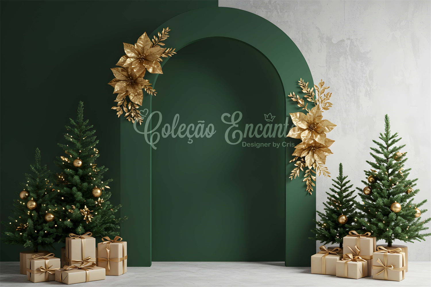 Professional Christmas Backdrops Gold Decor Green Arch Backdrop By Magali