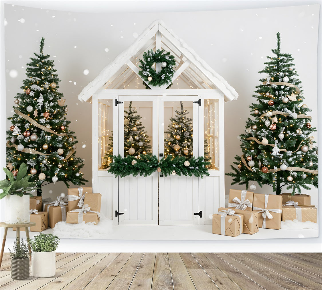 Christmas Backdrops Sale Chic White Winter Cottage Backdrop By Magali