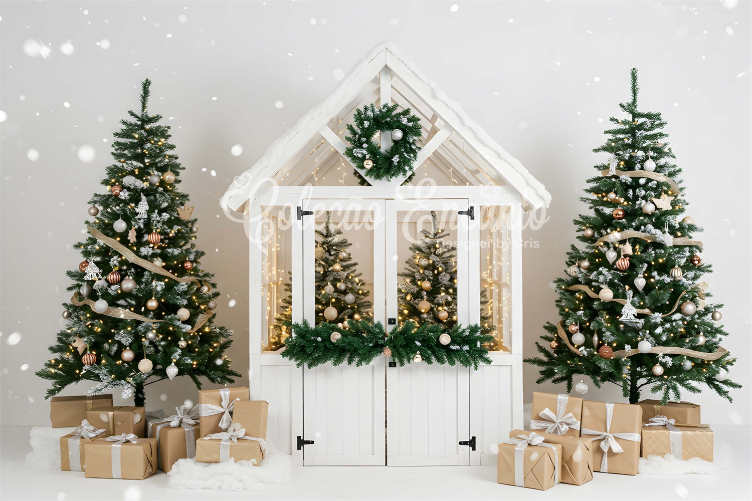 Christmas Backdrops Sale Chic White Winter Cottage Backdrop By Magali