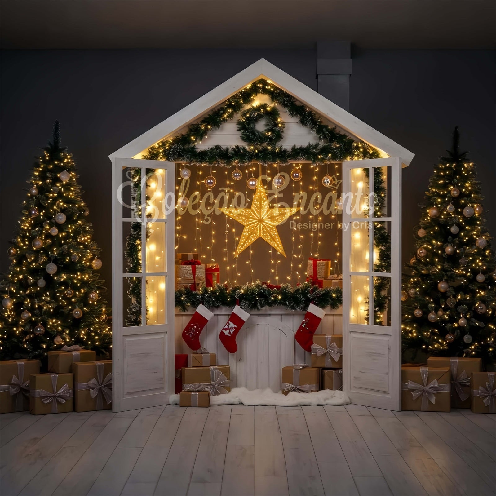 Christmas Backdrop Ideas Cozy Cottage Glowing Star Backdrop By Magali