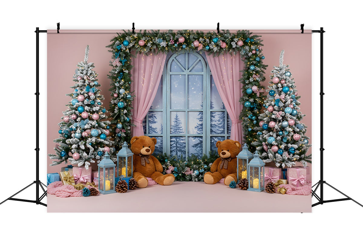 Professional Christmas Backdrops Teddy Bears Window Scene Backdrop By Magali