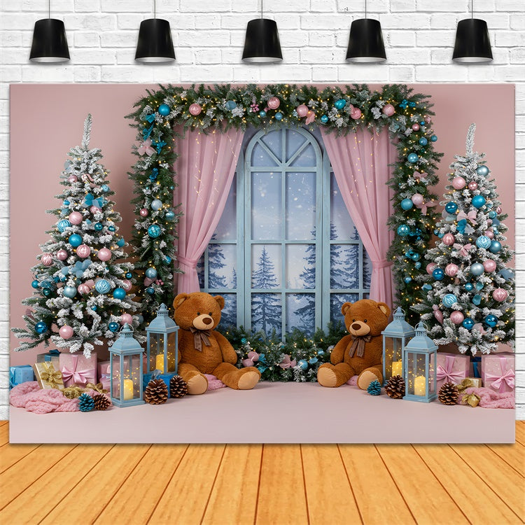 Professional Christmas Backdrops Teddy Bears Window Scene Backdrop By Magali