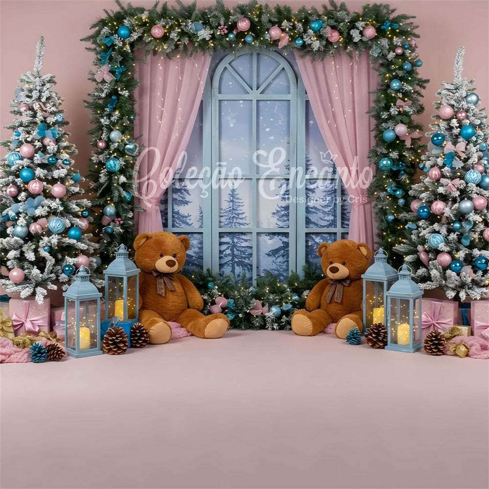 Professional Christmas Backdrops Teddy Bears Window Scene Backdrop By Magali