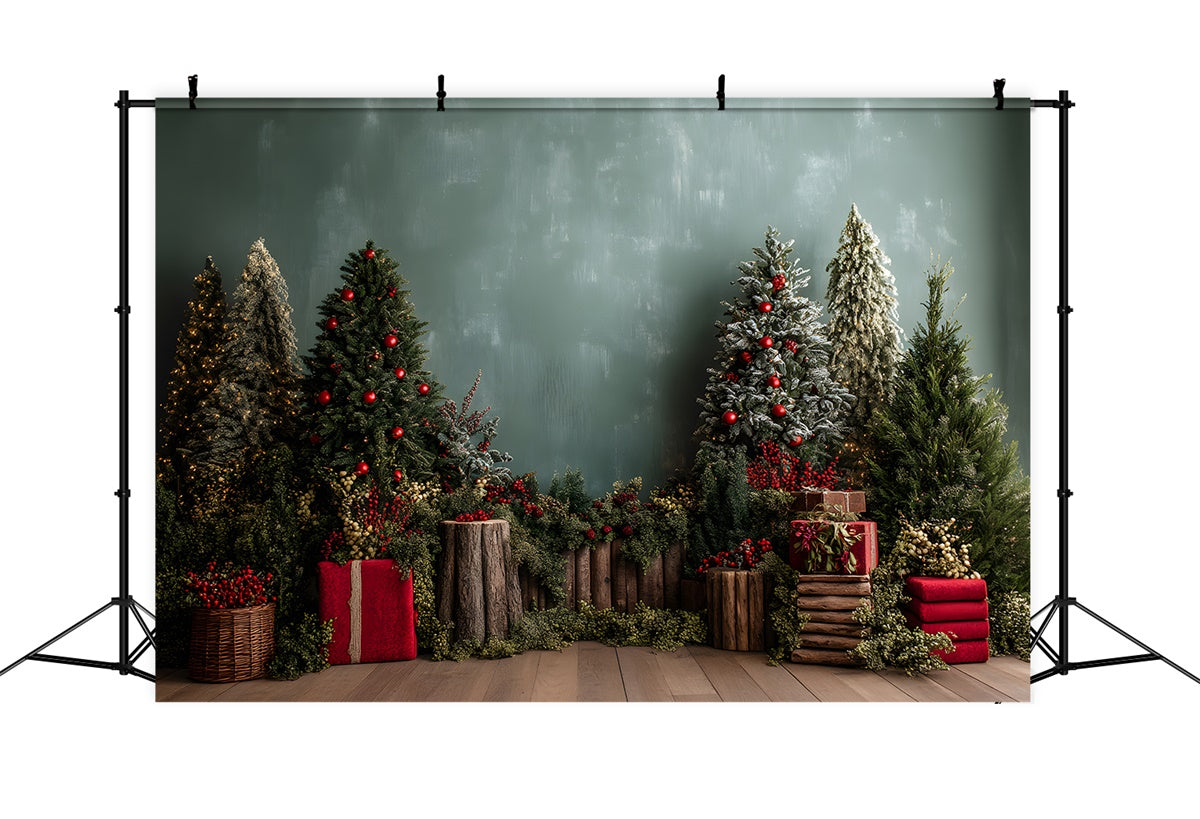 Christmas Tree Backdrop Green Wall Woodland Setup Backdrop By Magali