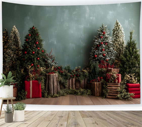 Christmas Tree Backdrop Green Wall Woodland Setup Backdrop By Magali